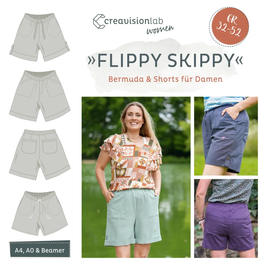 Damenshorts Schnittmuster Gr. 32-52