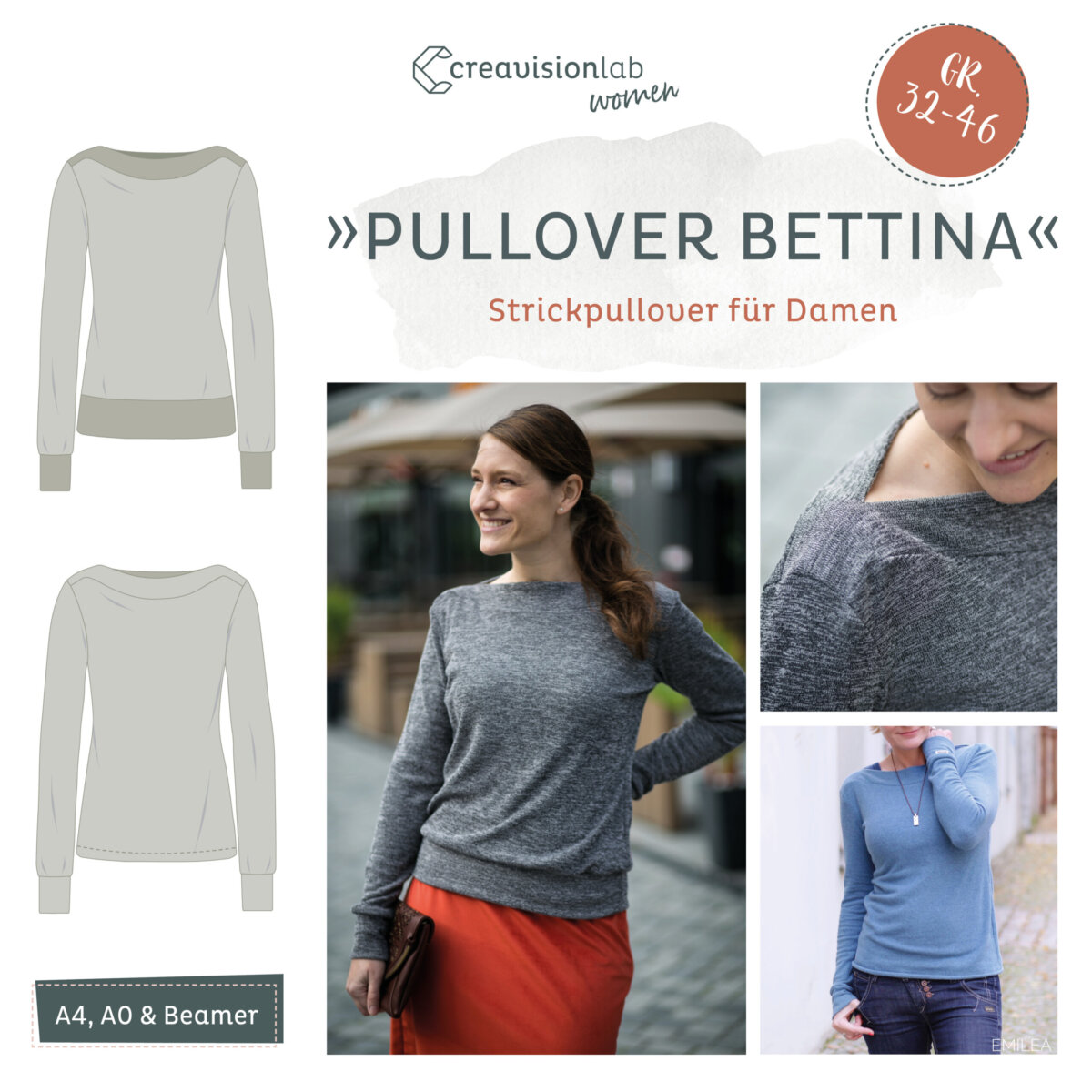 Strickpullover Damen Schnittmuster "Bettina"